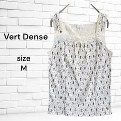 美品☆ Vert Dense 白 レ―ス リボン付き タンクトップ M 総柄のサムネイル