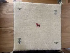 ウールギャベ 手織り40×40cm 座布団サイズ 両サイドフリンジ 新品