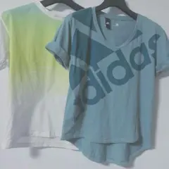 adidas アディダス　スポーツウェア　デカロゴ　半袖Ｔシャツ　サイズＳ　２枚