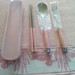 【新品未使用】カトラリーセット（箸•フォーク•スプーン） ピンク