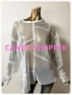 ☘️T22629☘️CANDY STRIPPER 長袖 メッシュ オーバー トップスのサムネイル