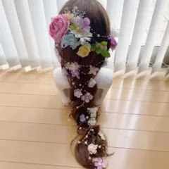ラプンツェルハーフアップ髪飾り♡パールライン  1点限り