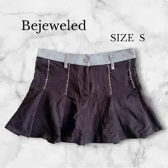 ✨新品タグ付き✨ビシュエル ミニフレアスカート デニム Y2K ストーン装飾