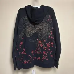 泥棒日記　　　鳳凰 桜 ジップアップパーカー ブラック