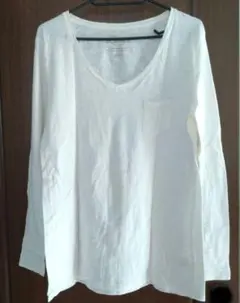 【BACK NUMBER】 長袖 VネックロングTシャツ 白 Lのサムネイル