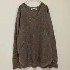 アールディスタイル ニット Ｖネック 長袖 無地 XL 茶 綿 デイリーのサムネイル