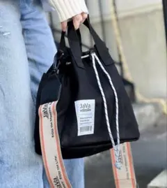 ショルダーバッグ 「JaVa ジャバコラボ」ジャガードテープ２WAY巾着バッグ