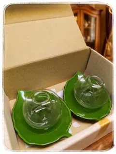 【新品 未使用】 廃盤 セイトウ 雨の雫の花器 リーフ型プレート付 一輪挿し