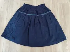 リボン付きダークブルースカート 130cm　ペアレンツドリーム　新品未使用