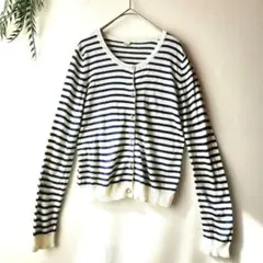 ロイヤルパーティー 『F』ボーダー 長袖 ニット カーディガン ネイビーブルー