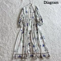 ピンキー&ダイアン マキシ プリーツ ロングワンピース リーフ柄 サラサ 