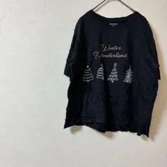 希少✨sinsay Winter Wonderland 【XL】黒T クリスマス