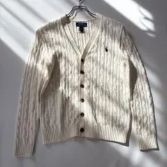未使用 ポロラルフローレン QRタグ ケーブルニット カーディガン S 刺繍