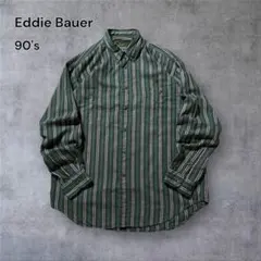 【1720】激シブ90年代Eddie Bauerストライプ柄BDシャツ好配色古着