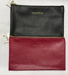 フラットケース・ミニポーチ・マスクケース ブラック・レッド ２セット