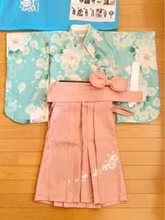 AW様専用　キャサリンコテージ 簡易袴セット 八重桜薄青×桃色袴 110センチ