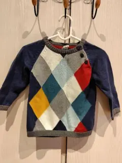 カラフルダイヤモンドパターンニットセーター