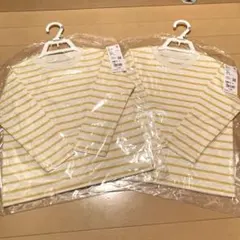 新品未開封　ユニクロ　クルーネックT 100サイズ　黄色ボーダー　２枚セット