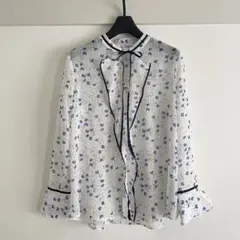 極美品 ナラカミーチェ バブルドットシフォングログランリボンブラウス シアーのサムネイル