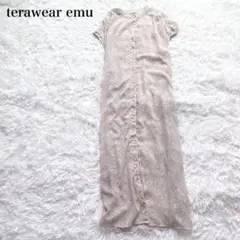 テラウェア エミュー 半袖バンドカラーシャツワンピース ロング 花柄 ペイズリー