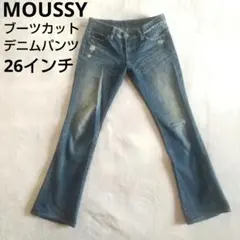 MOUSSY デニム ジーンズ 25インチ ブーツカット フレア ダークブルー