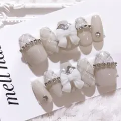 3900 ネイルチップ 量産型 ワンホン フレンチガーリー 韓国 地雷 オーダー