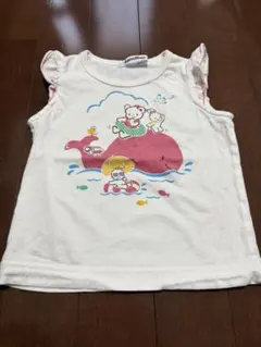 ファミリア　おはなしタンクトップ くじら 肩フリル　90サイズ