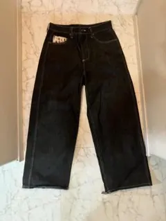 ANTIMID デニムバギーパンツ ブラック Lサイズ ペイントy2kストリート