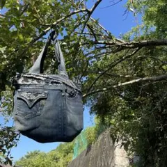 セール！デニムリメイク　ユニセックス　ショルダートートバッグbag-0015