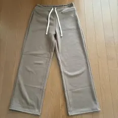 ベージュ 裏起毛ワイドパンツ スウェット素材