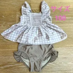女の子用　ギンガムチェック水着 サイズ100