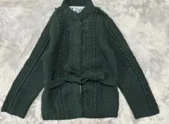 pual ce cin ピュアルセシン　ウール100% グリーンカーディガン