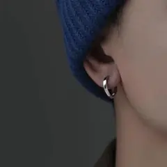 ツイスト　フープ　ピアス メンズ シルバー ヒップホップ シンプル アクセサリー