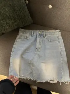 デニムミニスカート ライトブルー カットオフ nugu zara