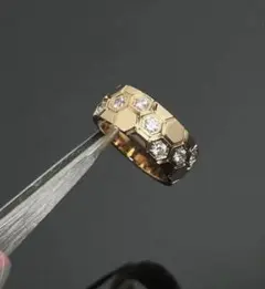 未使用◆約11号　ハニカムリング　ピンクゴールド　silver925