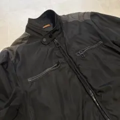 ZARA MAN【L】ジップアップジャケット 黒 異素材切替 Y2K テック系