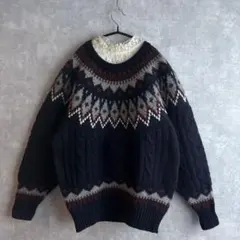 古着　ヴィンテージ レトロ　総柄ニット　used ビンテージ　希少　ユーズド