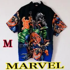 美品 MARVELマーベル アロハシャツ アベンジャーズ 黒 Mサイズ 半袖のサムネイル