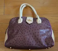 【美品】牛革オーストリッチ型押しバッグ