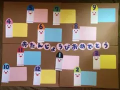 お誕生日表　クレヨン　カラフル