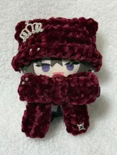 ネコ耳ニット帽＆リボン　にじぱぺっと　ぬい服　レッド