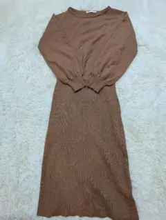 MOUSSY ブラウン ニットワンピース 長袖