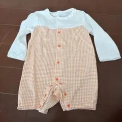 ロンパース サイズ80 オレンジチェック