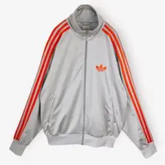90s adidas トラックジャケット 刺繍ロゴ トレフォイル グレー M