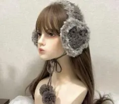 イヤーマフ　耳あて　earmuffs ハンドメイド　編み物　ハートイヤーマフ