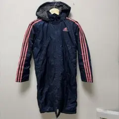 キッズ150 アディダス　ベンチコート　紺×ピンク