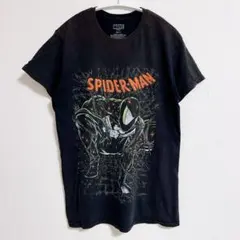 マーベル スパイダーマンTシャツ クルーネック 半袖 プリント S 黒 綿