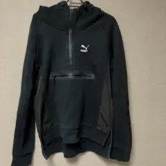 PUMA ハーフジップ パーカー ブラック Sサイズ
