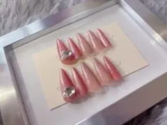 ネイルチップ ピンクマグネット ピンクラメ ギャルネイル ちゅるんネイル