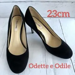 Odette e Odile スエード パンプス 黒 23cm ラウンドトゥのサムネイル